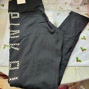 Victoria's Secret Black Leggings with Silver Accents